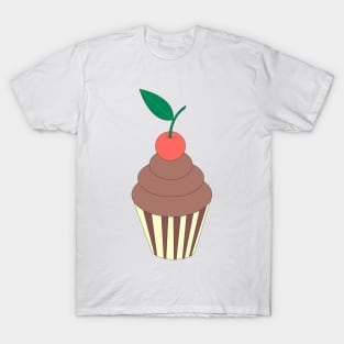 Chocolate Cupcake With Cherry On Top Digital Art | Melanie Jensen Illustrations T-Shirt